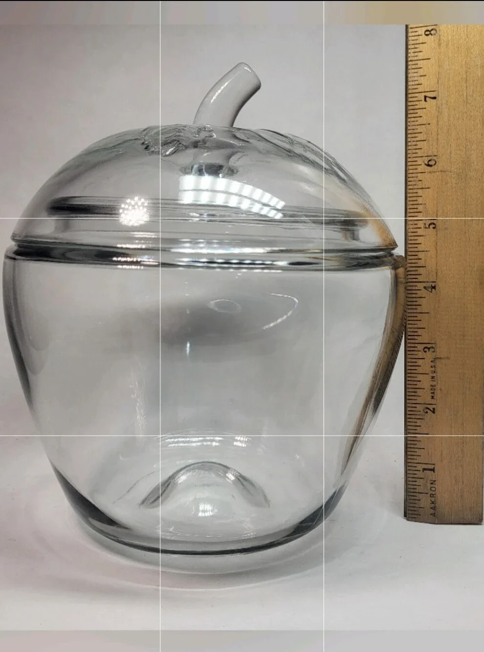 Anchor Hocking Apple Shaped JAR CANISTER Clear Glass with Lid Vintage NOS *READ